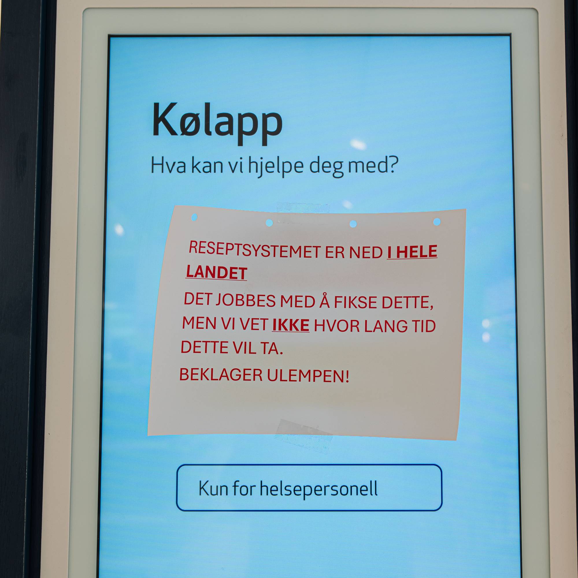 Kølapp skilt på et apotek