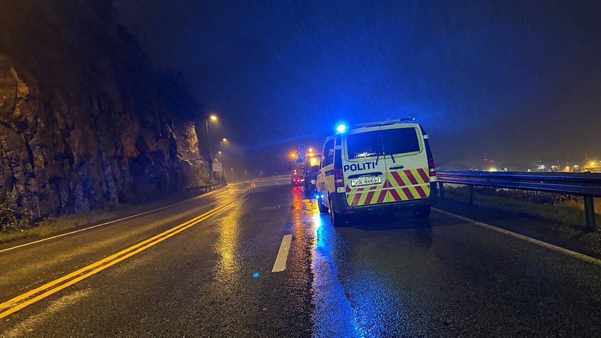 Fjernet lykestolpe fra E39 i Kristiansand