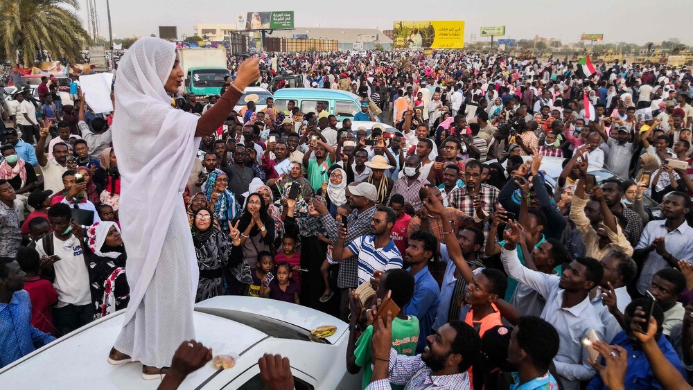 Protester i Sudan