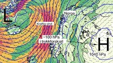VINDFULL: Søndag og måndag får Vestlandet betale for å ligge midt mellom kraftige trykksystem. – Veit du at du bur på ein stad der sønnavinden tek godt, så bør du ta nokre førehandsreglar, seier Geir Ottar Fagerlid.