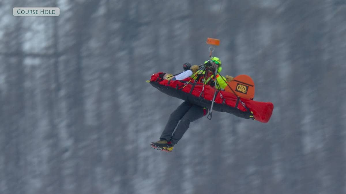 Her faller Fredrik Møller da han testet OL-løypa