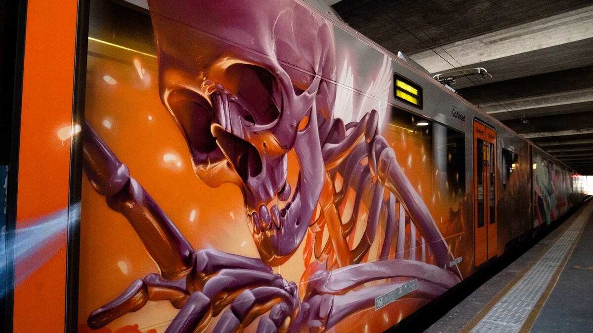 Fekk spraya eit 80 meter langt tog med grafitti