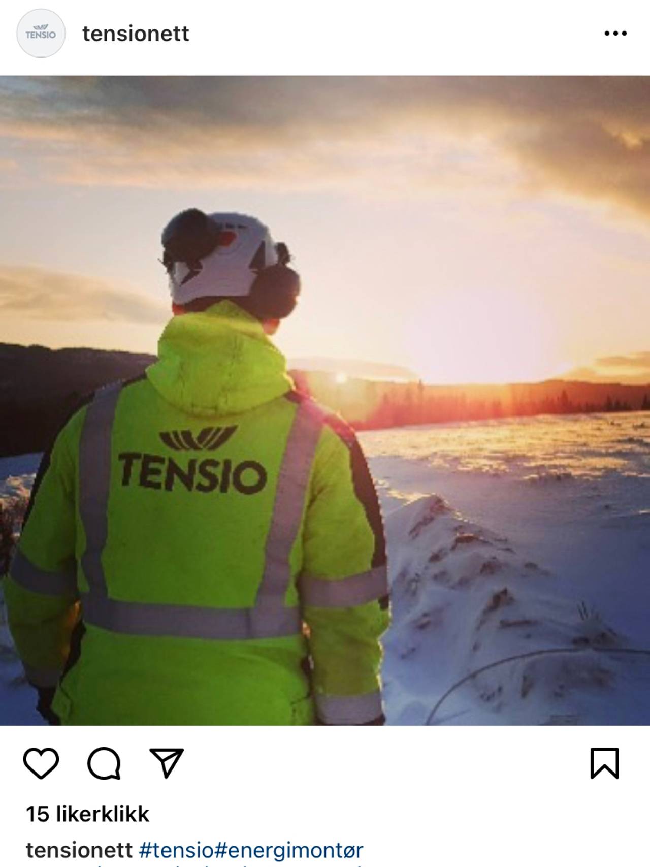 Tensia, montør med logo på jakka