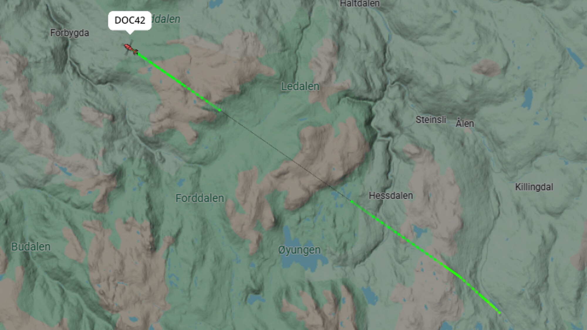 Luftambulanse på vei fra Røros