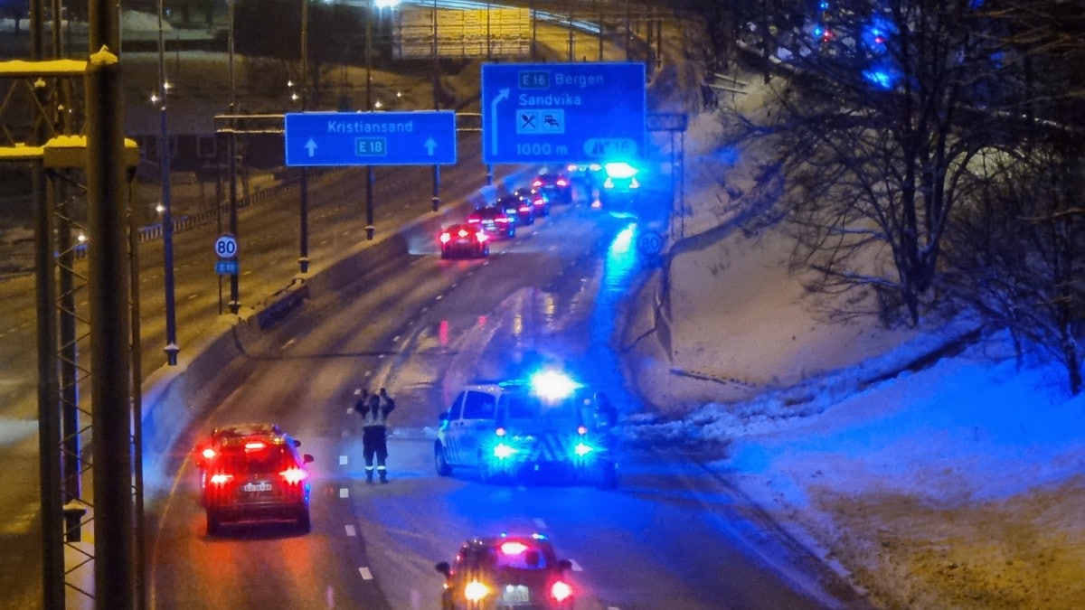 E18 ut av Oslo ble stengt etter vannlekkasje