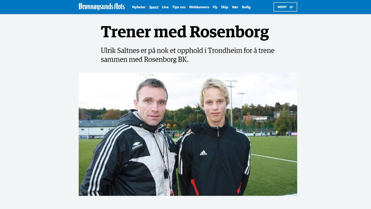 I 2010 var talentet Ulrik Saltnes på treningsopphold hos Rosenborg.