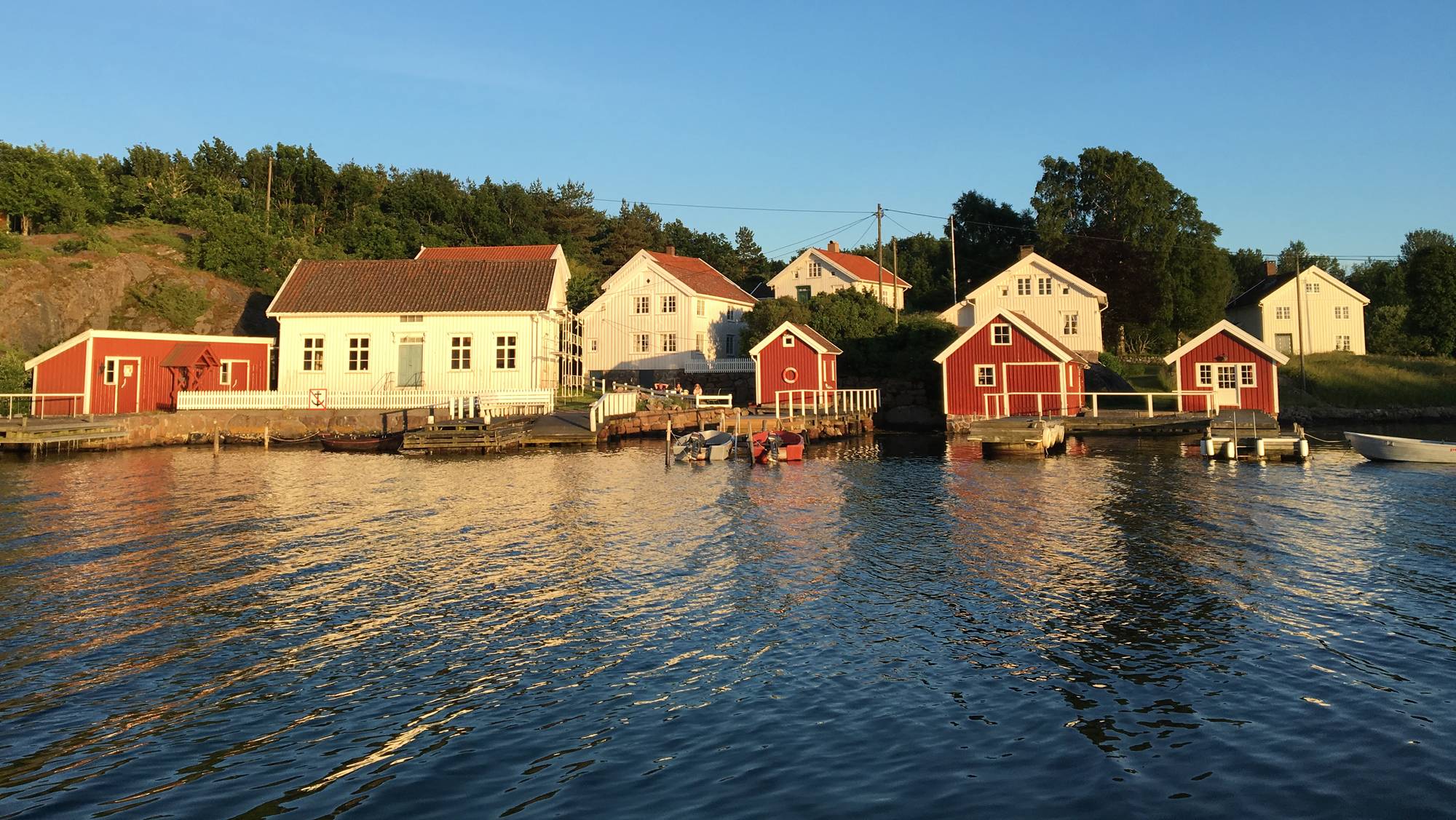 Vestre Hesnesøy, med Hesnes tidligere tollsted (Hvitt hus nr. 2 fra venstre) 