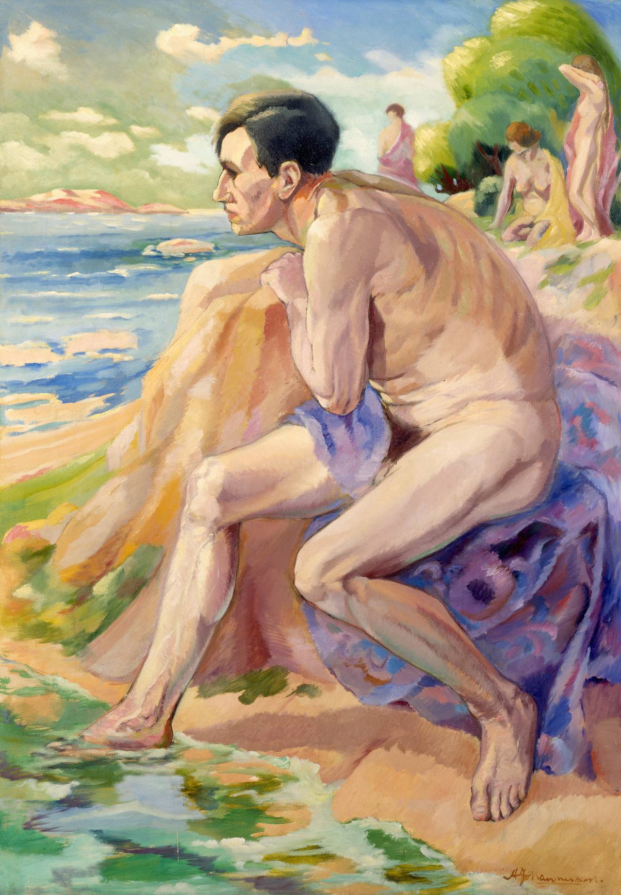 «Mann ved stranden» av Aksel Waldemar Johannessen
