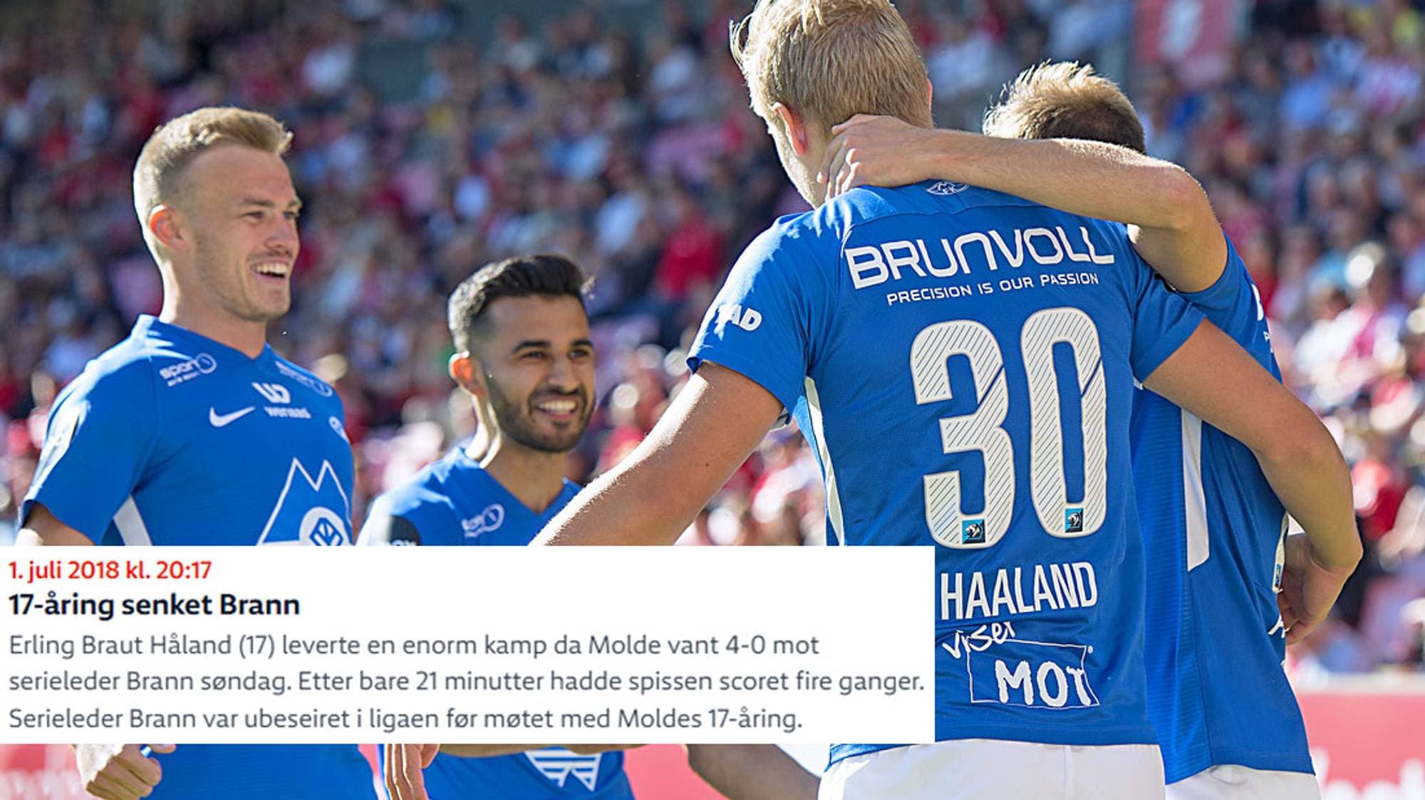 Haaland 17 scora fire mot Brann