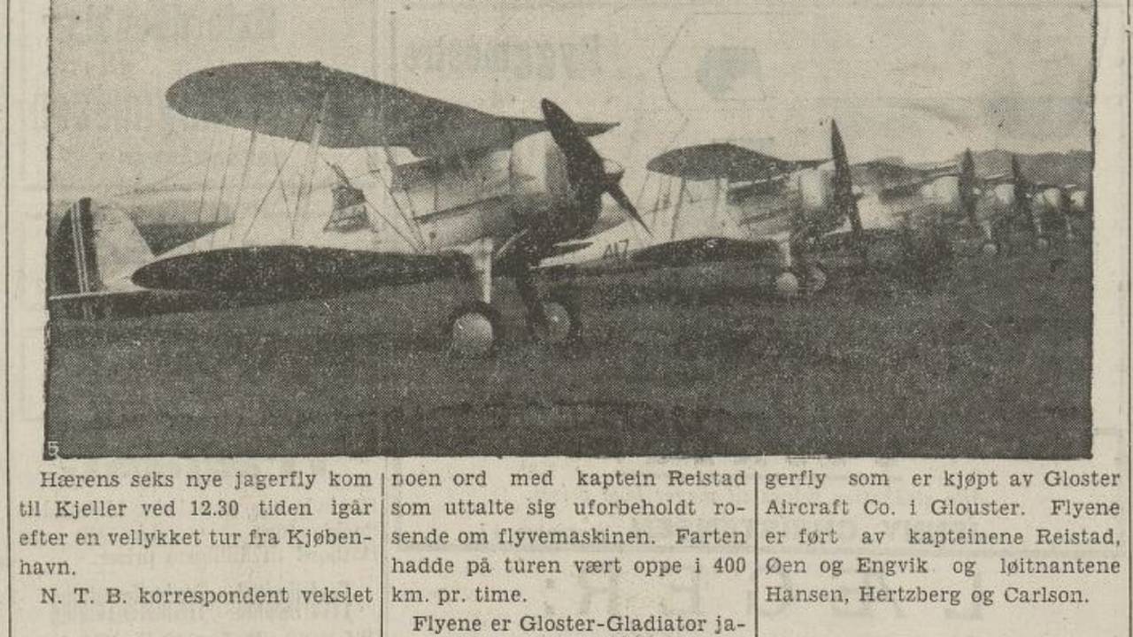 Artikkel om Hærens nye jagerfly i Smaalenenes Social-Demokrat i 1938.
