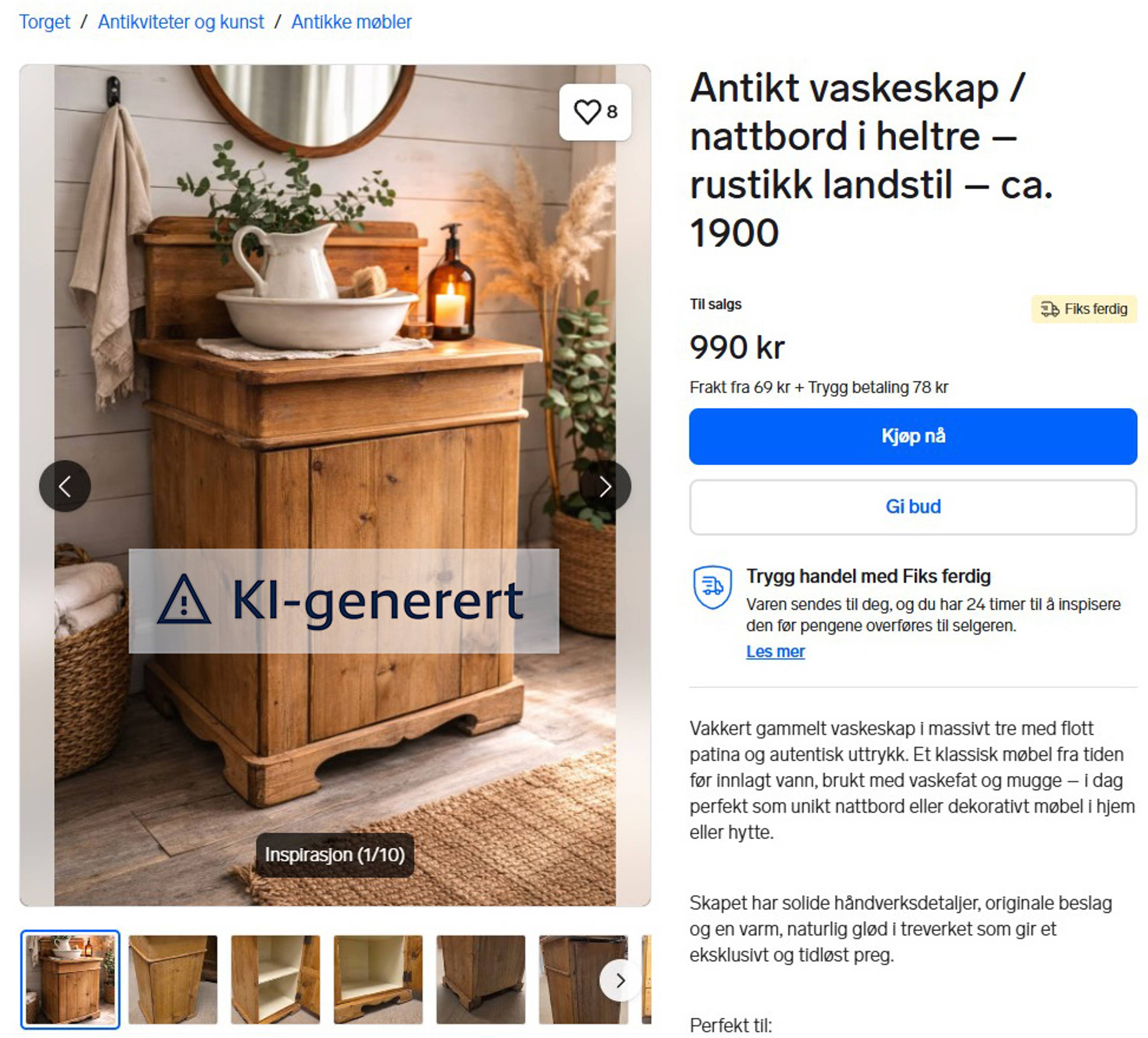 Finnannose med KI-bilde. Merket