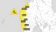 Foto: Meteorologisk institutt kart over gult farevarsel