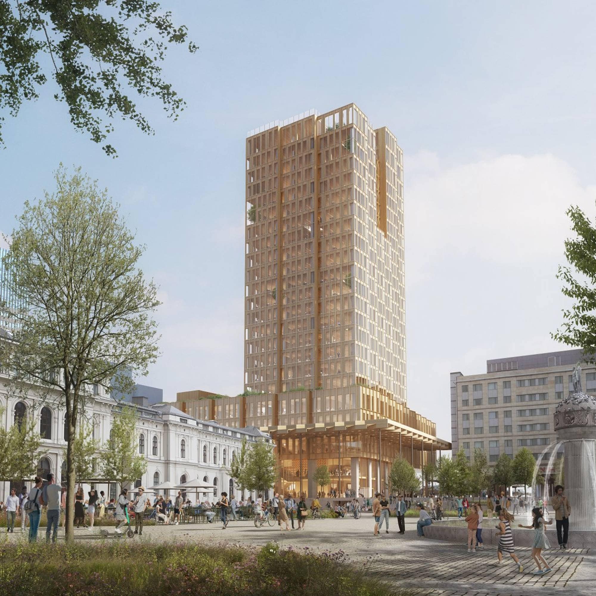 Bane Nor Eiendom sitt forslag til nytt høyhus på Oslo S på 100 meters høyde.
