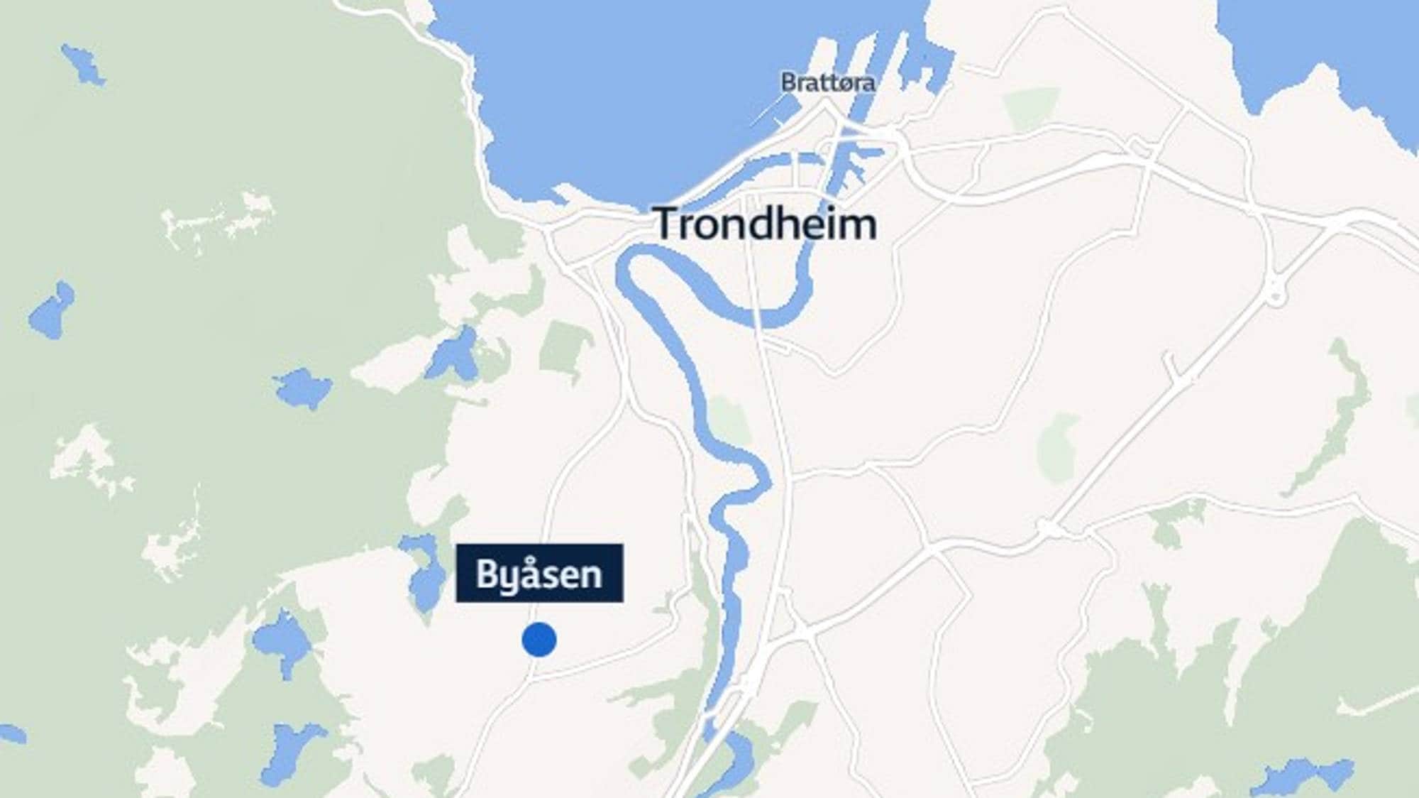 Kart som viser Byåsen i Trondheim
