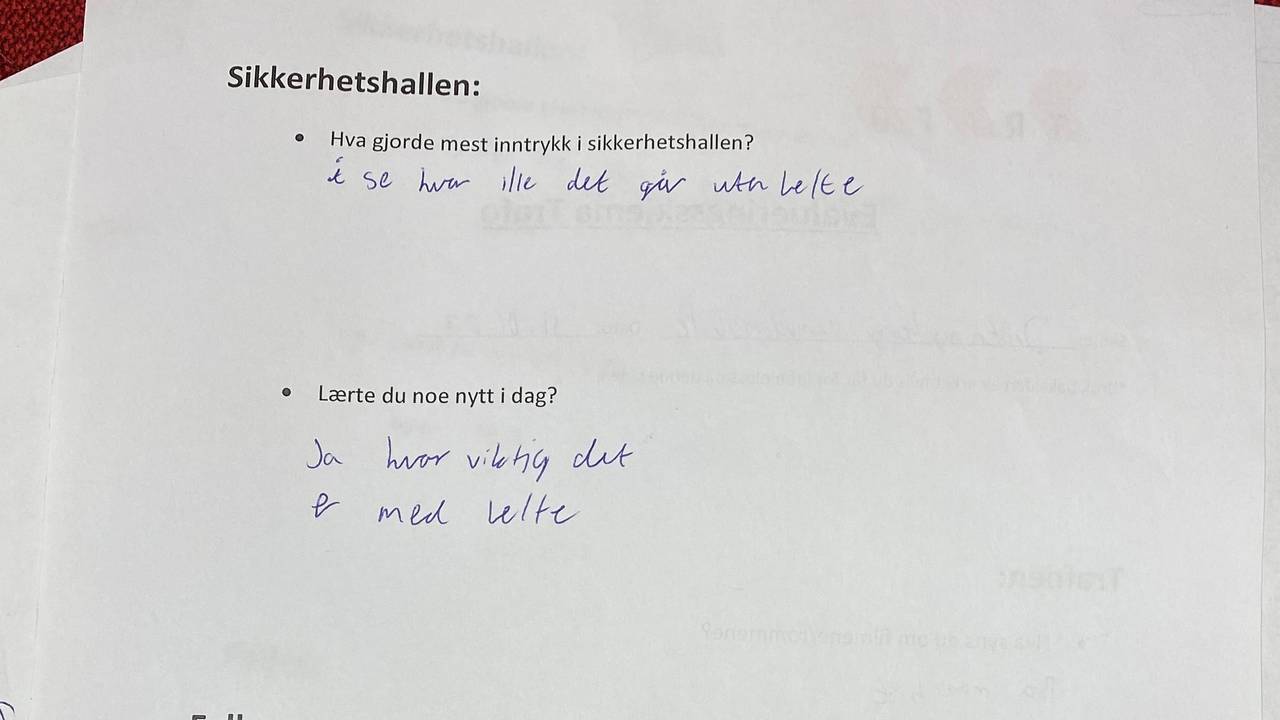 Tilbakemelding trafikksikkerhetskurs