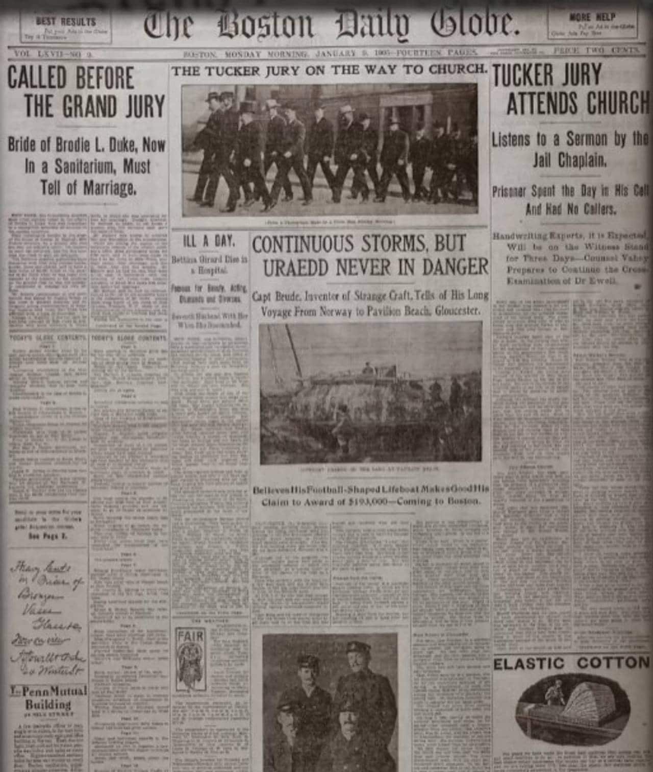 The Boston Daily Globe, 9.1.1905. Om Uraedd.