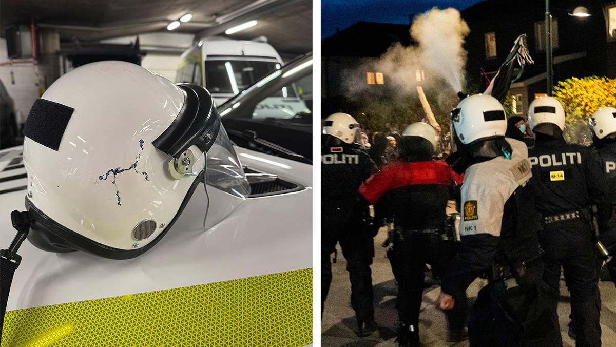Politiets egne bilder: Skal ha blitt truffet av stein under Ullevaal-demo