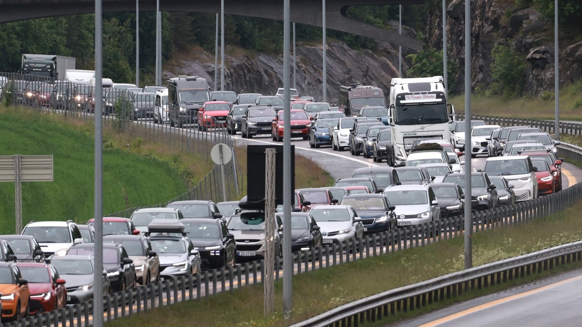 Stengt tunnel skaper trafikkork sør for Oslo