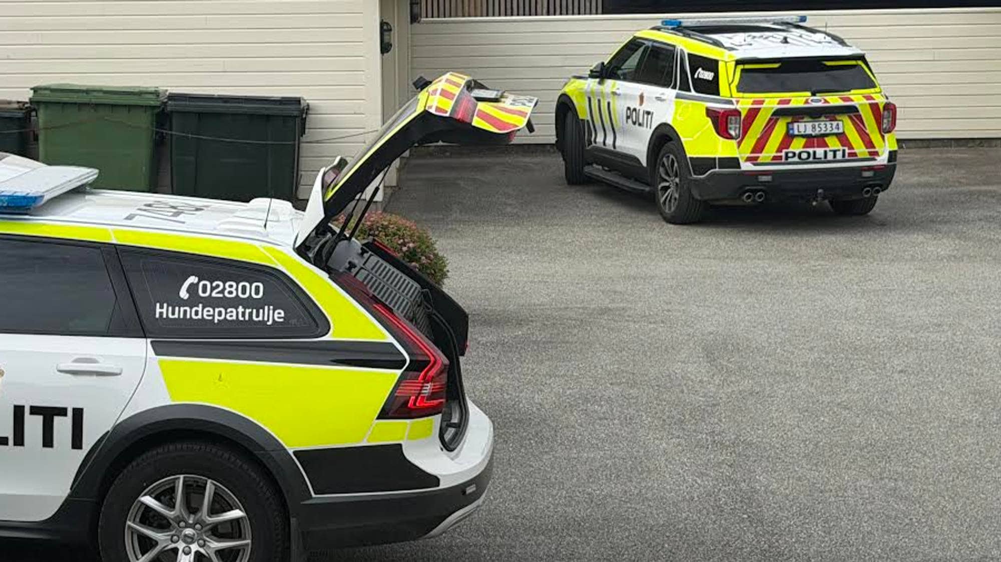 En hundepatrulje står parkert