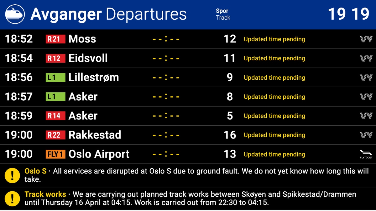 Forsinkelser på Oslo S