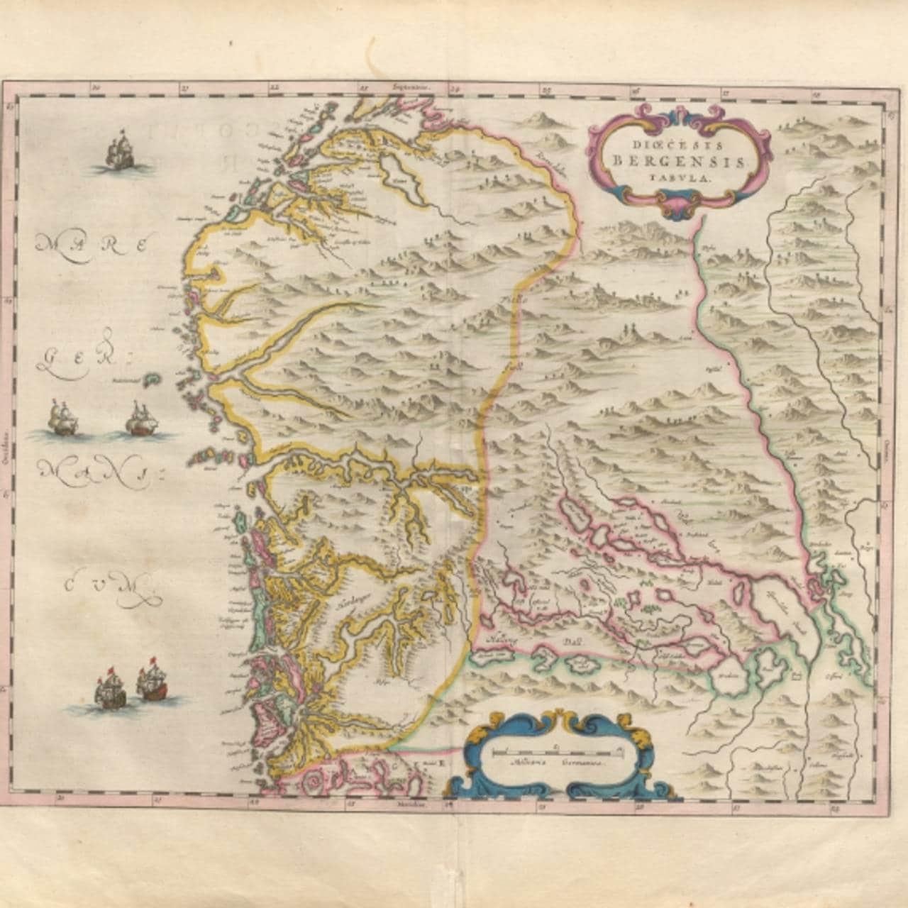 Map of western doctors in southern Norway.  Frå Norvegia, qvæ est Europæ liber primus || Joannes Blaeuw Norwegia descriptio 1662