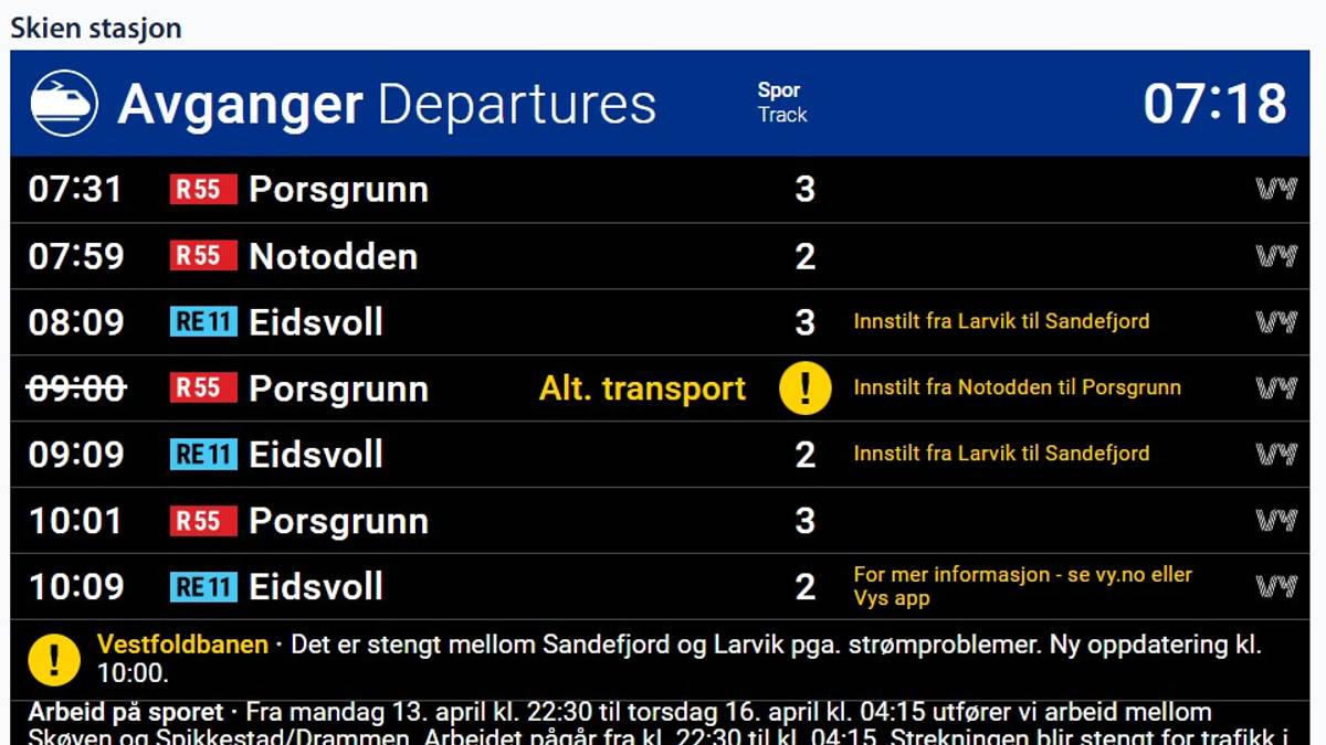 Trøbbel på Vestfoldbanen: – Smør deg med tålmodighet