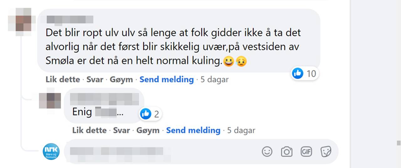 SKJERMDUMP KOMMENTARFELT OM