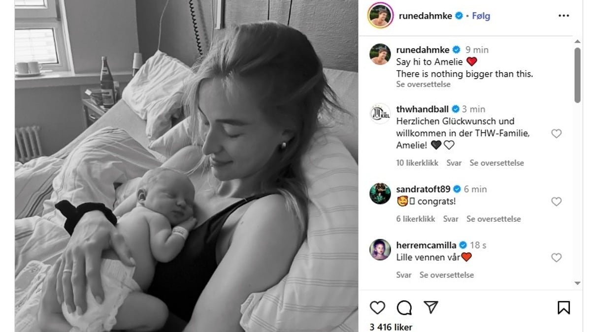 Stine Oftedal Dahmke har blitt mor