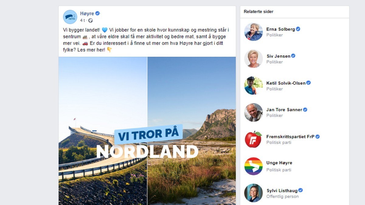 Høyre bommet i valgkampanje – forvekslet Nordland med Nordmøre
