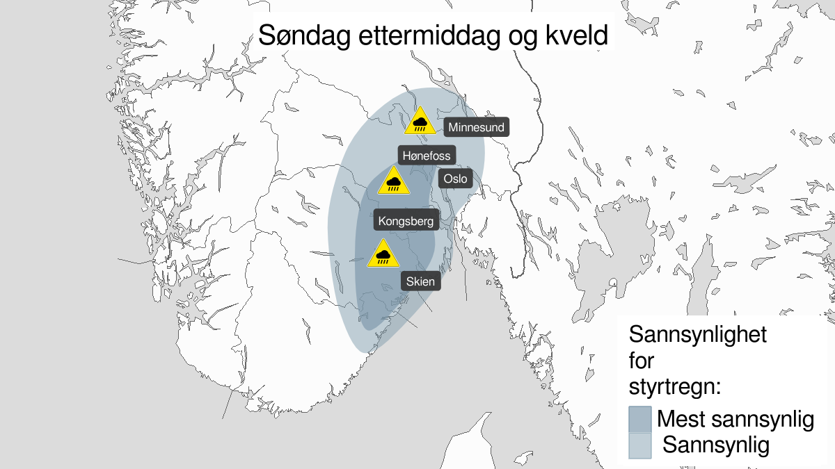Venter styrtregn øst i Agder