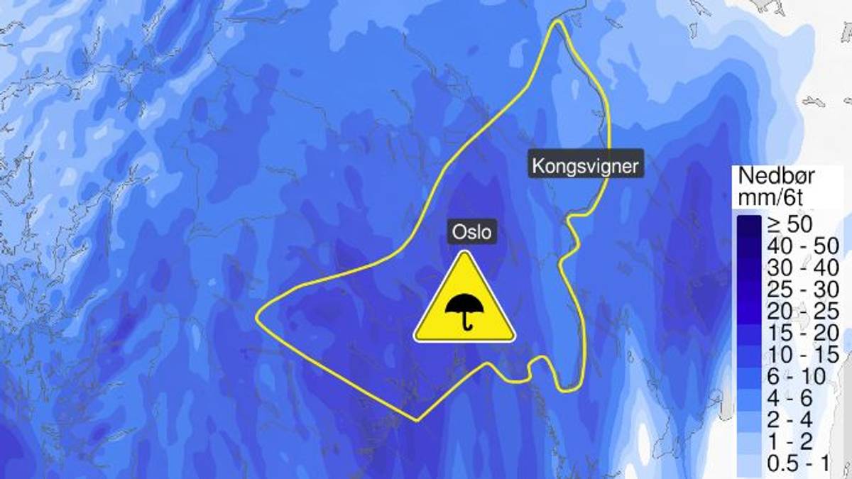 Mye regn kan føre til stengte veier på Østlandet