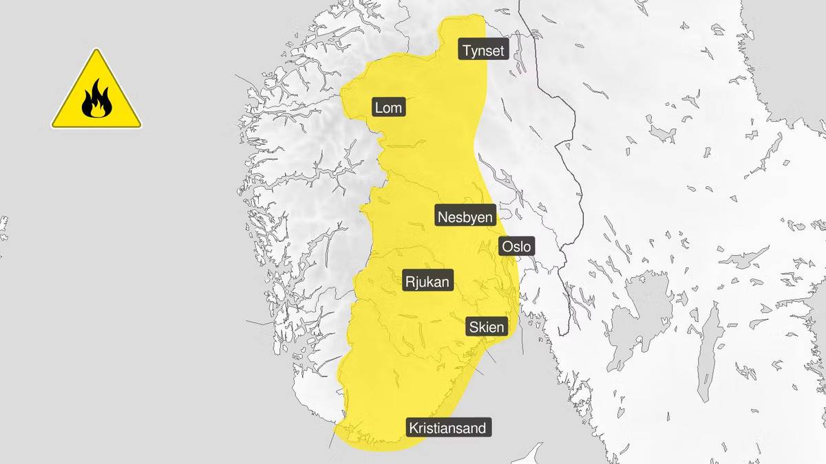 Skogbrannfare på Sør- og Østlandet