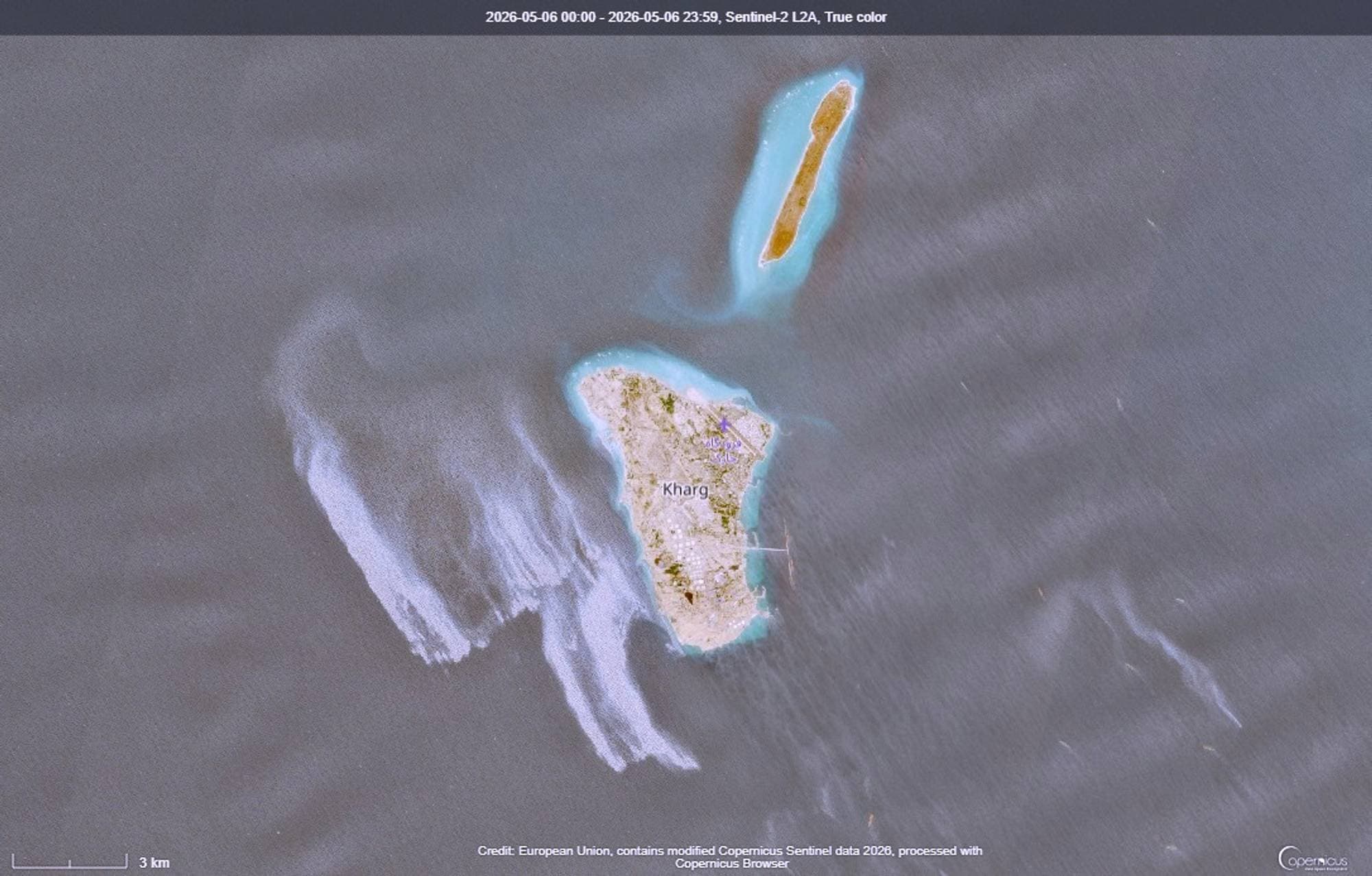 Oljeutslippet, avbildet fra satellitt onsdag 6. mai.