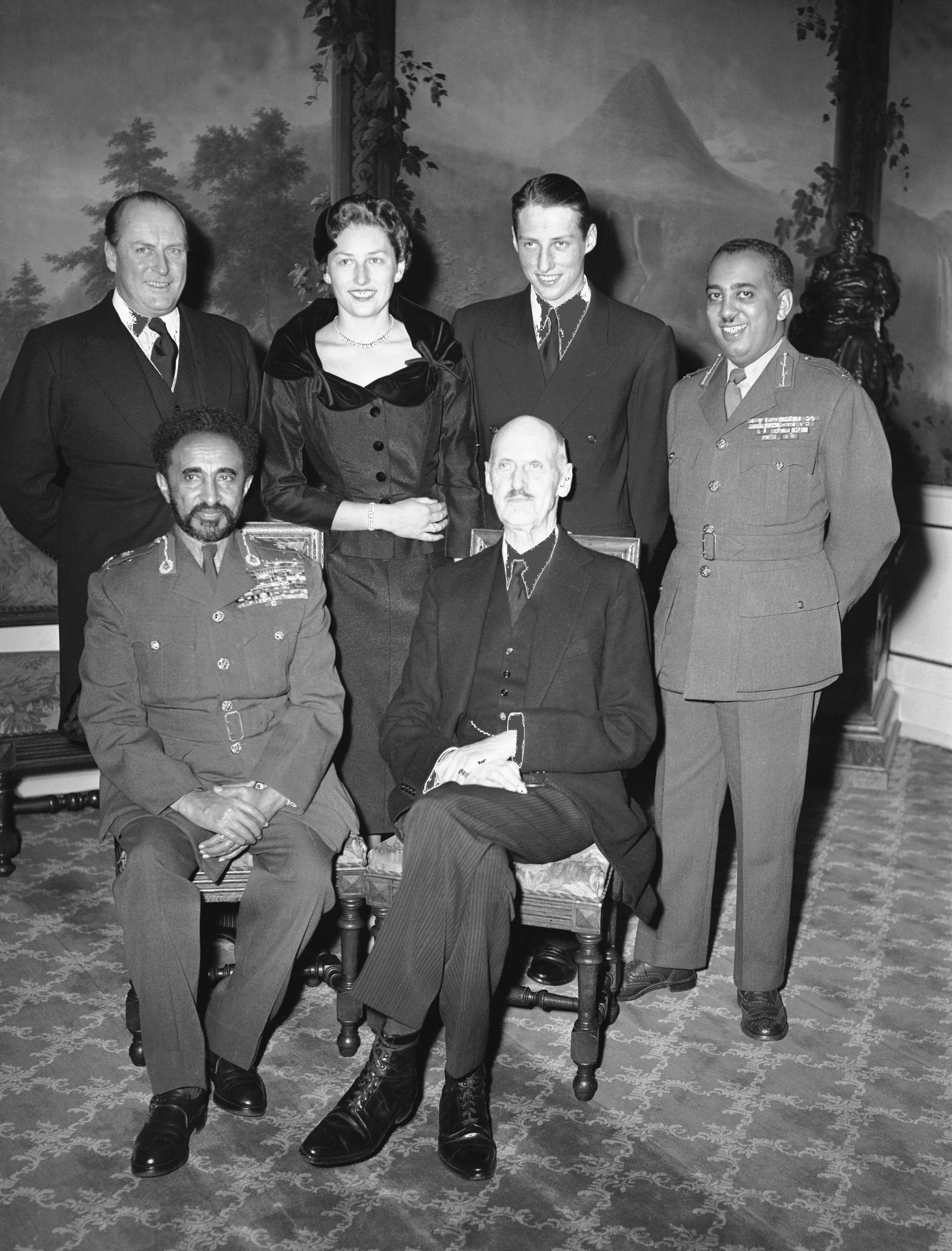 Offisielt foto fra Haile Selassies besøk i Norge i 1954.