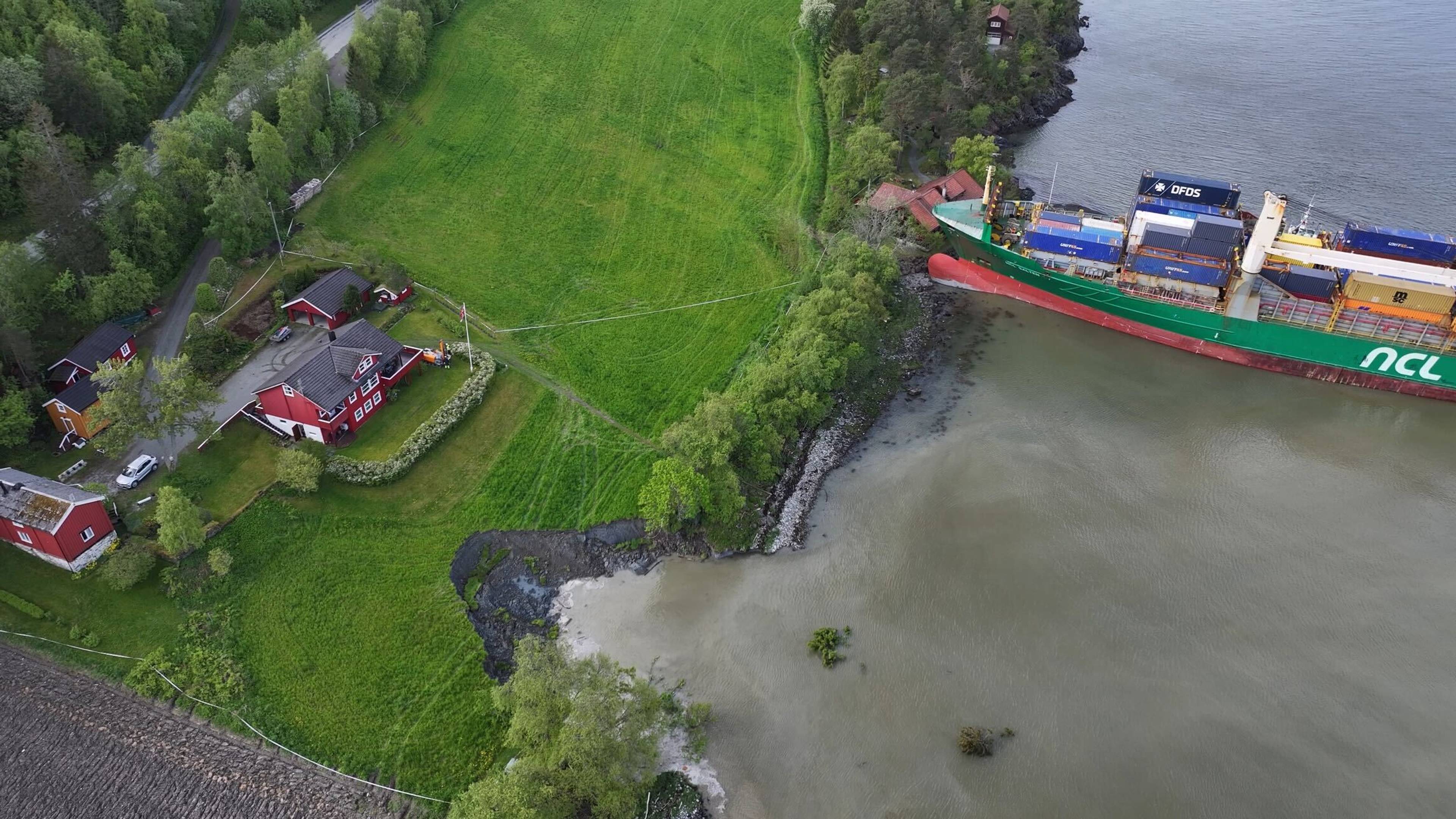 Ras og skip på land på Byneset i Trondheim