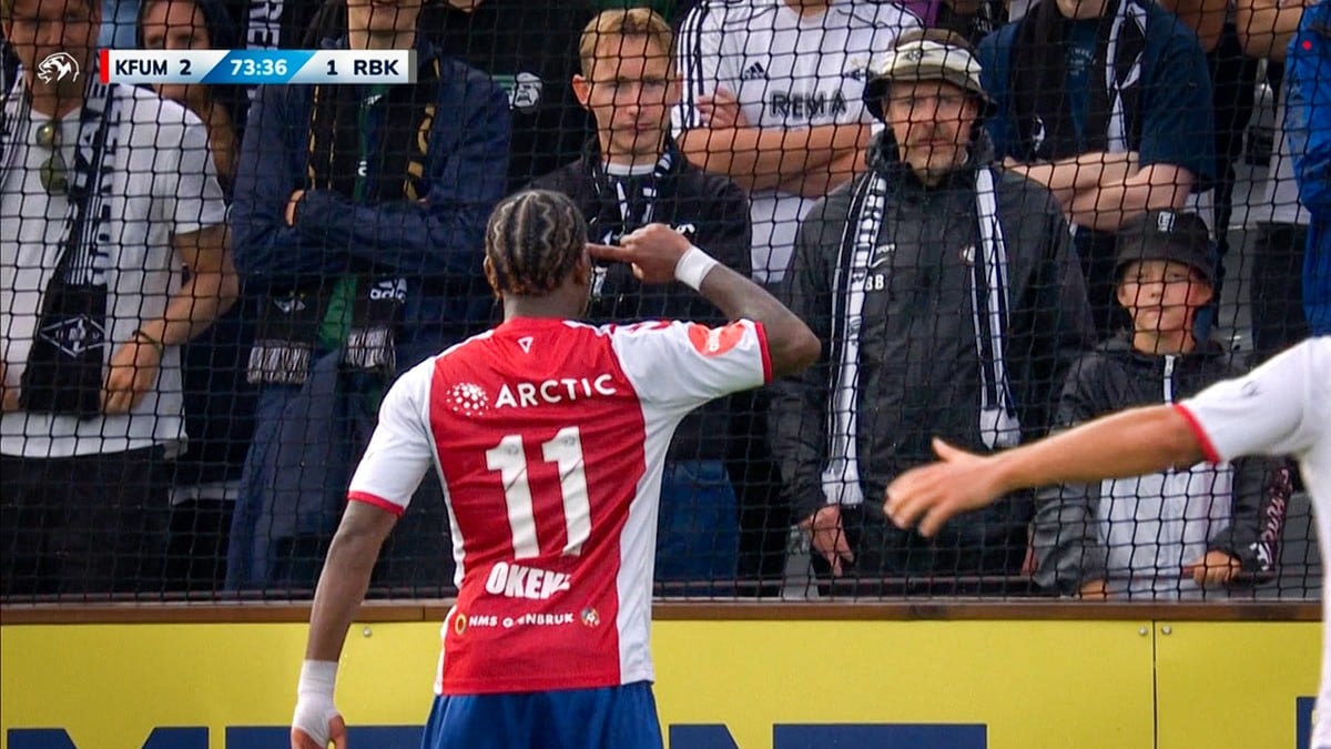 NRK nyheter: KFUM knuste Rosenborg 4-1: Okeke feiret foran RBK-fansen