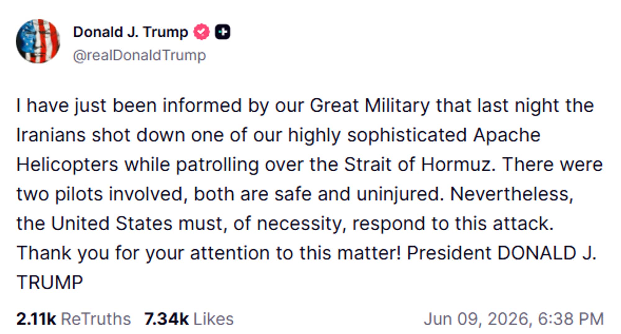 Trump om helikopter
