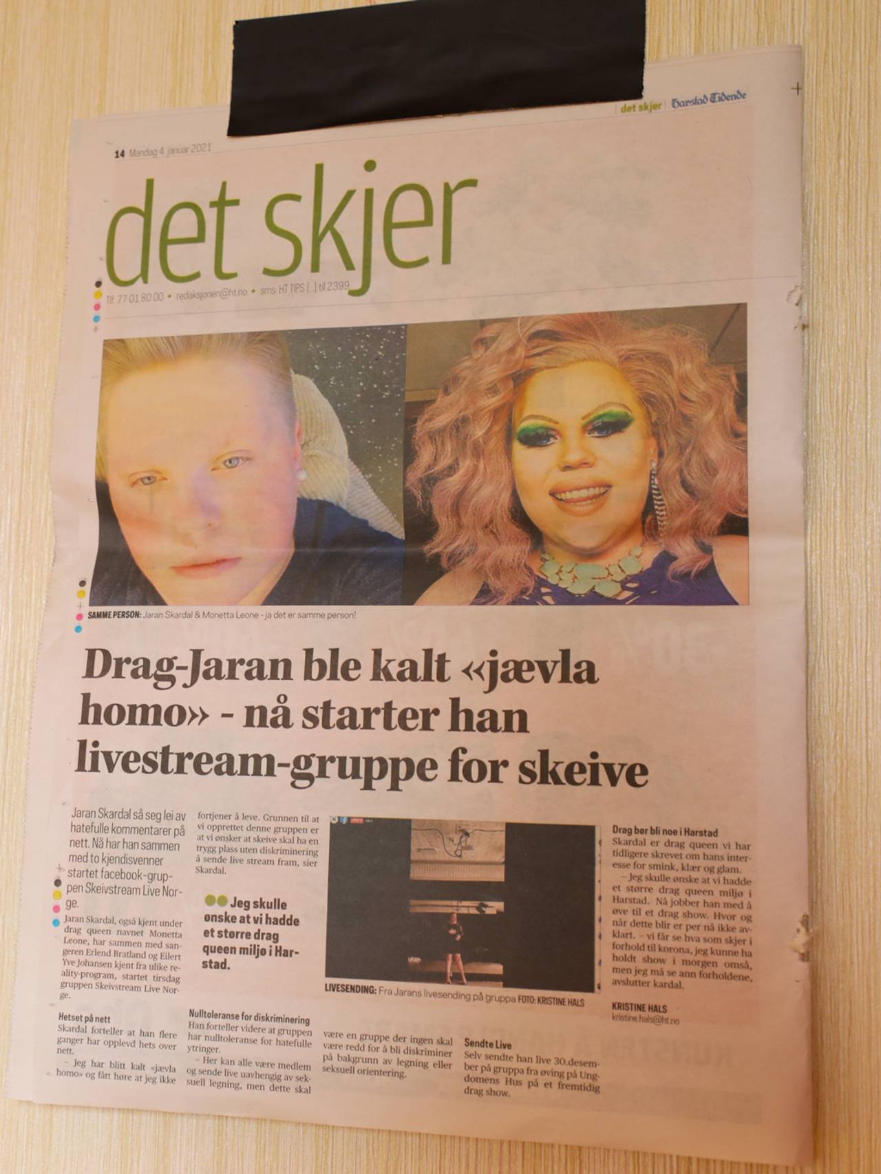 Avisutklipp 3, Jaran Skardal.