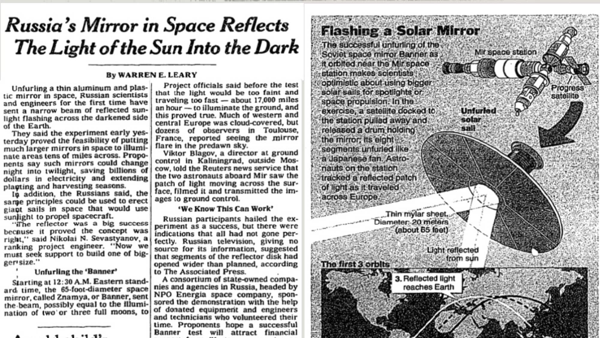 New York Times-artikkel om solspeil