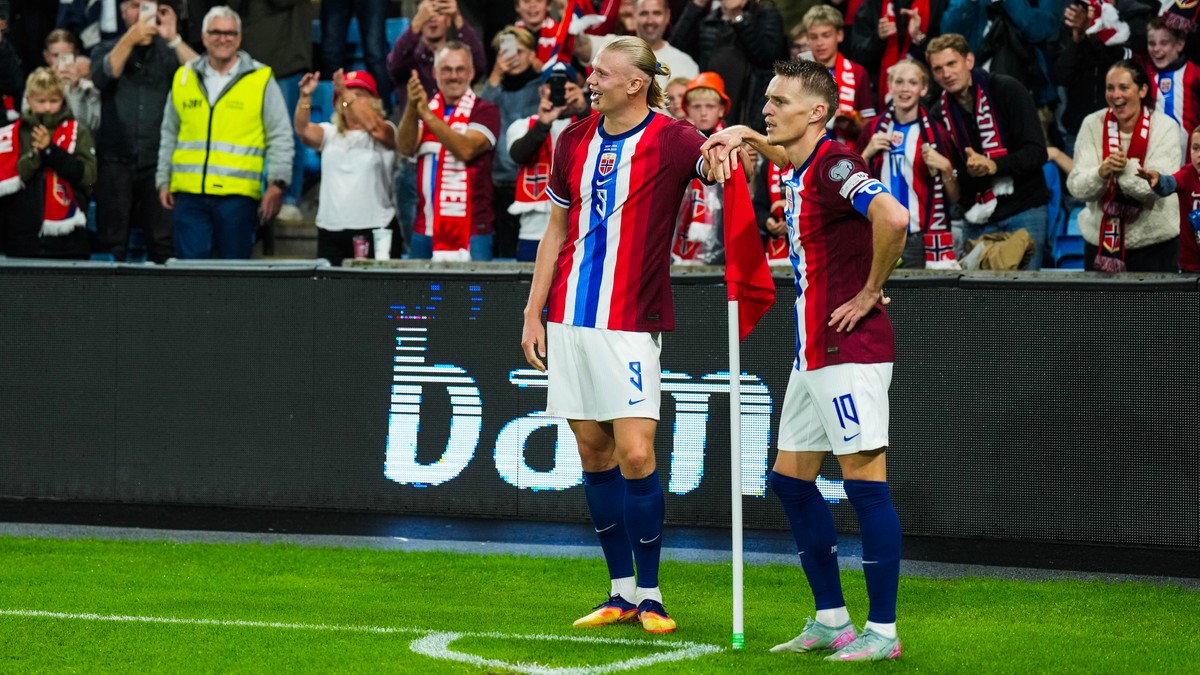 Norge leder 5-0 mot Moldova: Haaland med hat-trick