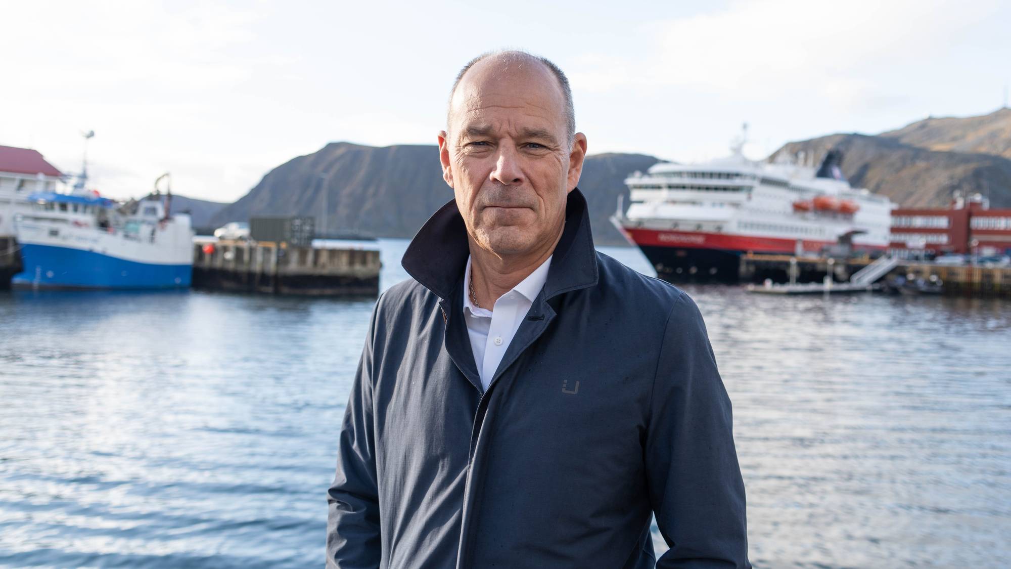 Gerry Larsson-Fredde, driftssjef i Hurtigruten, i Honningsvåg havn