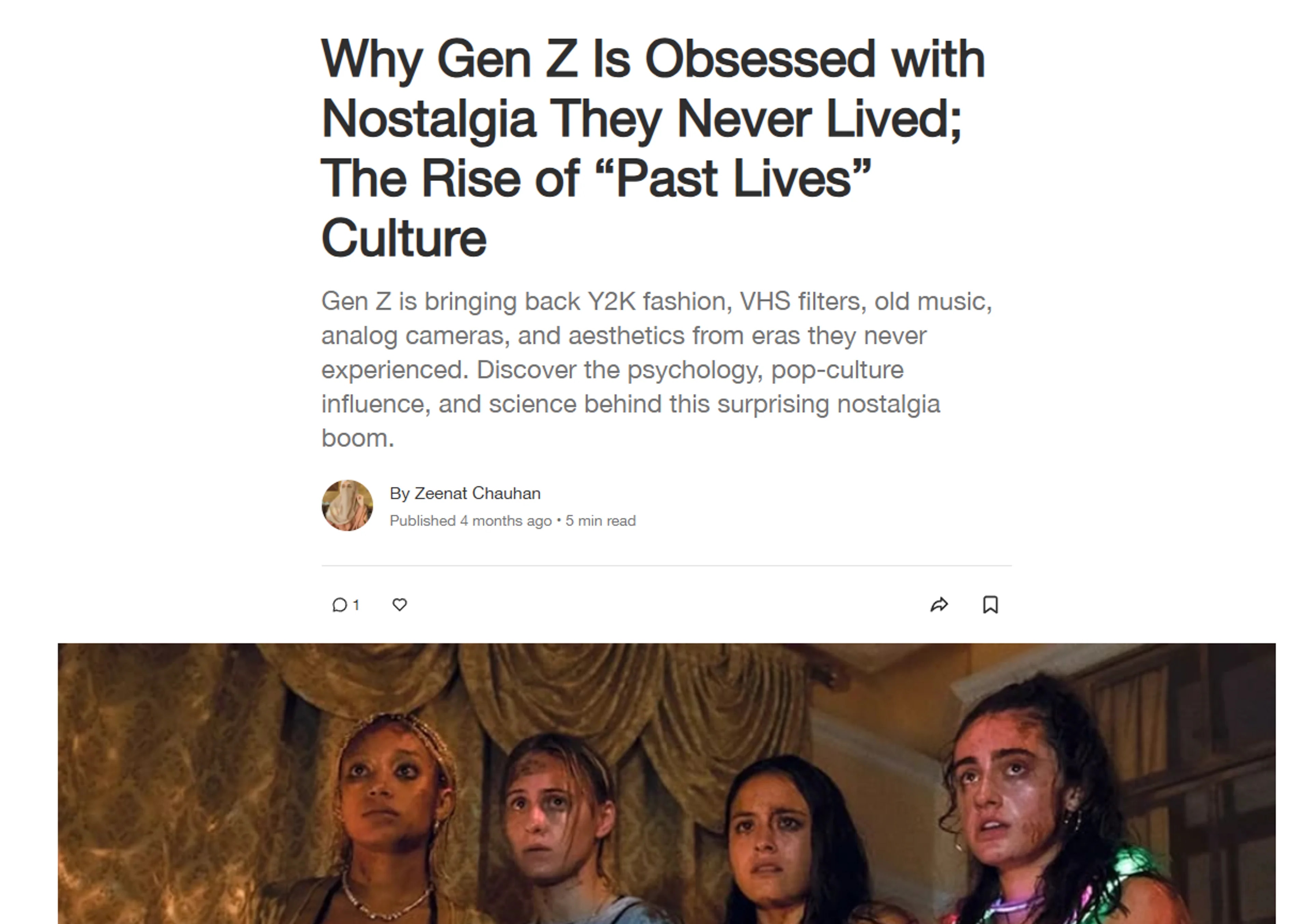 faksimile fra nettavis der det står om generasjon Z sin fascinasjon for gammel kultur