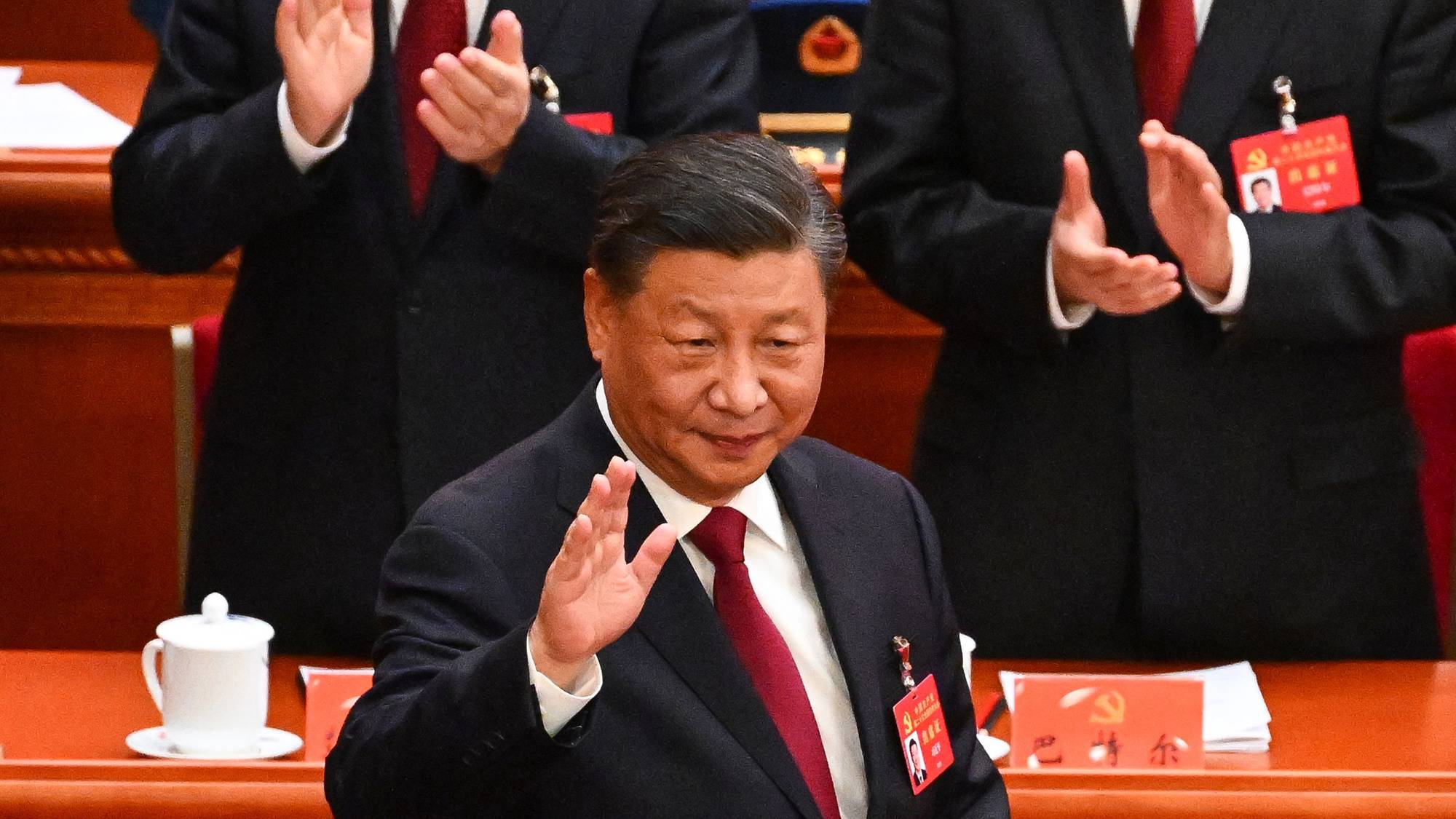 China's President Xi Jinping arrives for the opening session of the 20th Chinese Communist Party's Congress.