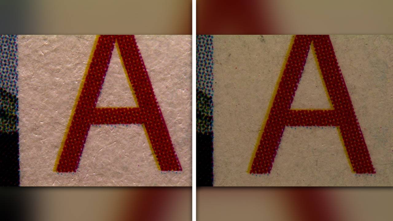 Sammenligning av feil i trykket på frimerker