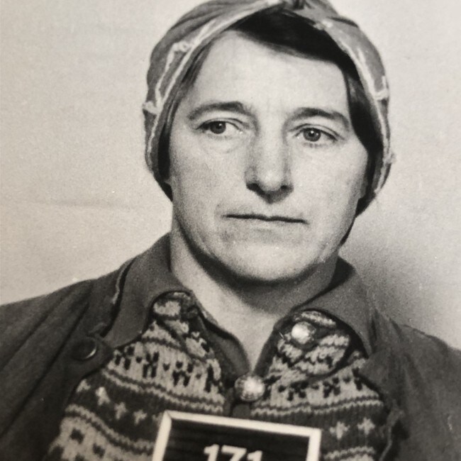 Halldis Neegård Østbye etter arrestasjonen.