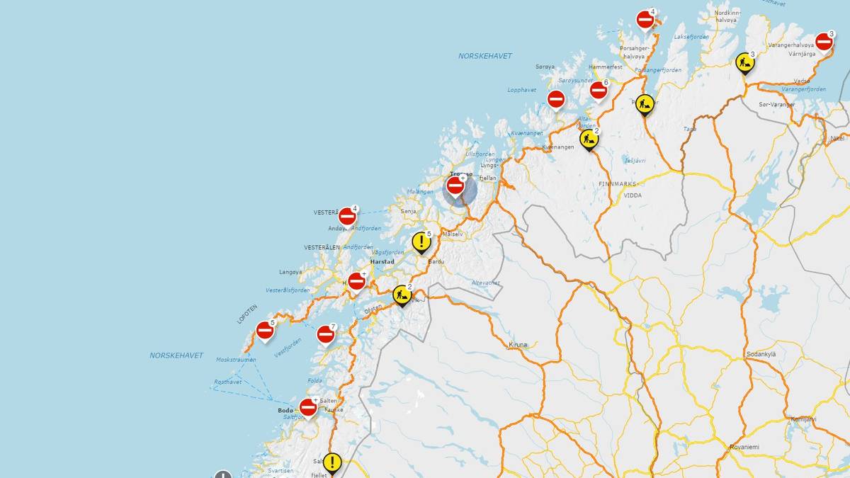 Flere veier stengt i Nord-Norge: – Lurt å kjøre forsiktig