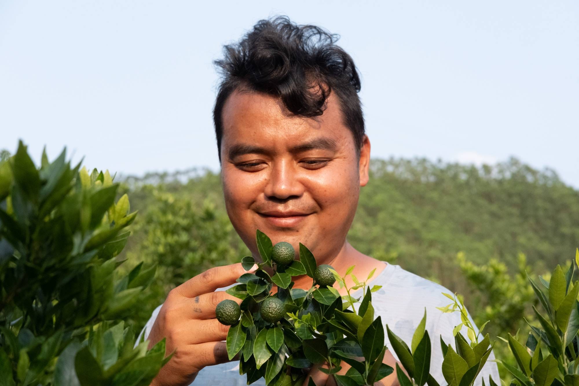 Citrus farmer Wang Jing. Kreditering Fang Yongbin/NRK