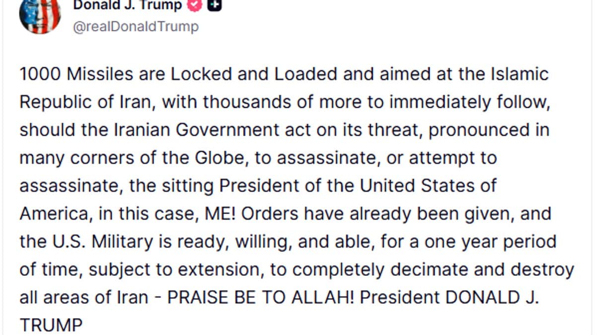 Trump advarer Iran: Har gitt ordre om angrep om de forsøker å ta livet livet av ham