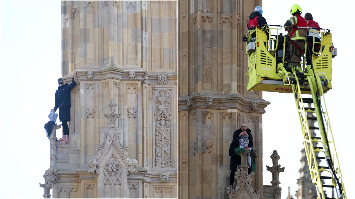 Sky News: Mann klatrer på Big Ben