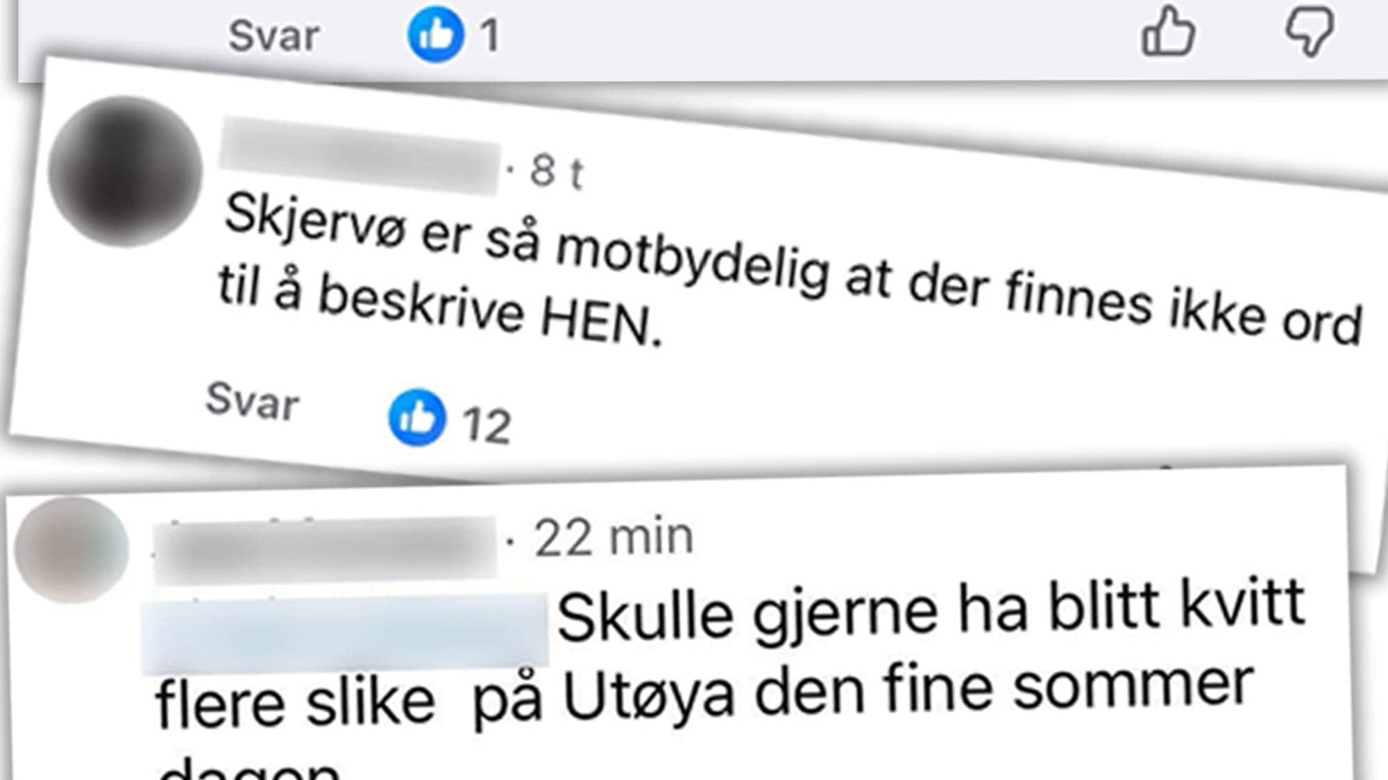 Et kollasj med hatefulle ytringer fra sosiale medier